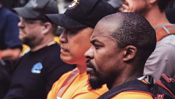 Men gather in a union